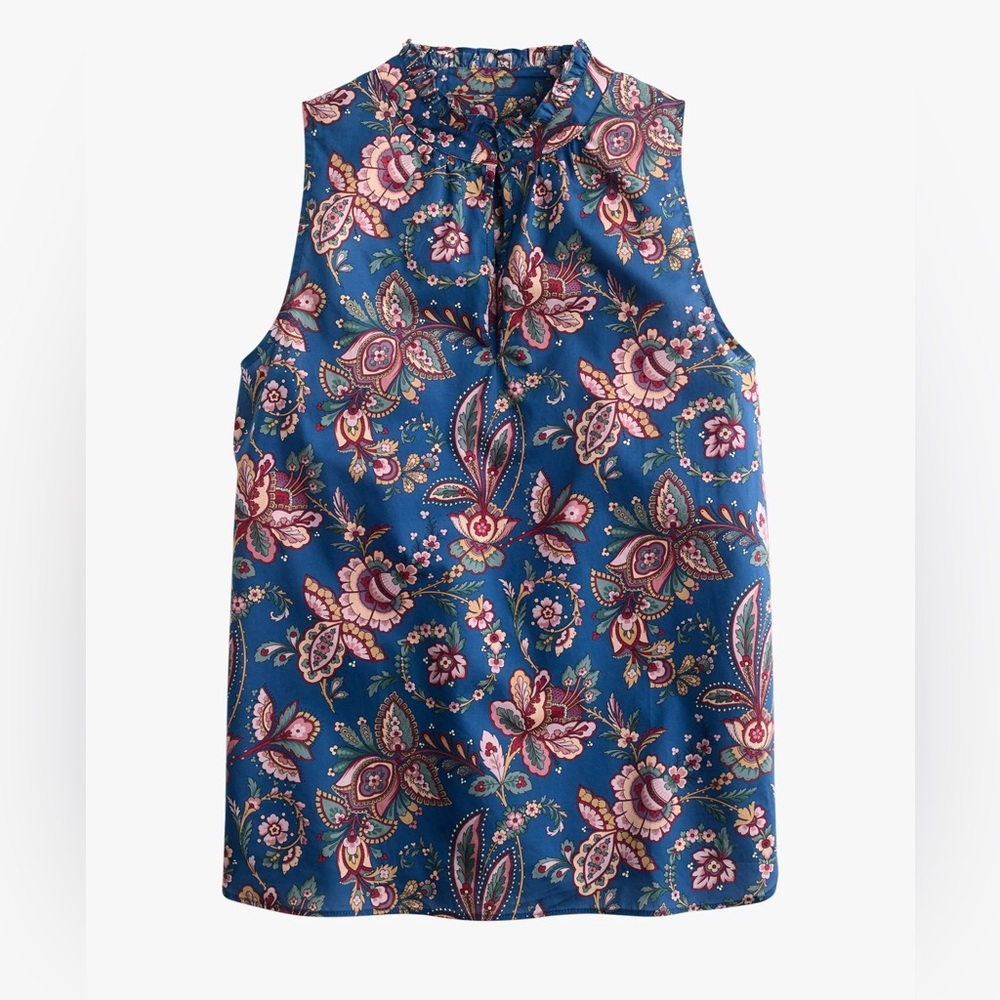 J. Crew Liberty Flora Belle Ruffle Neck Top